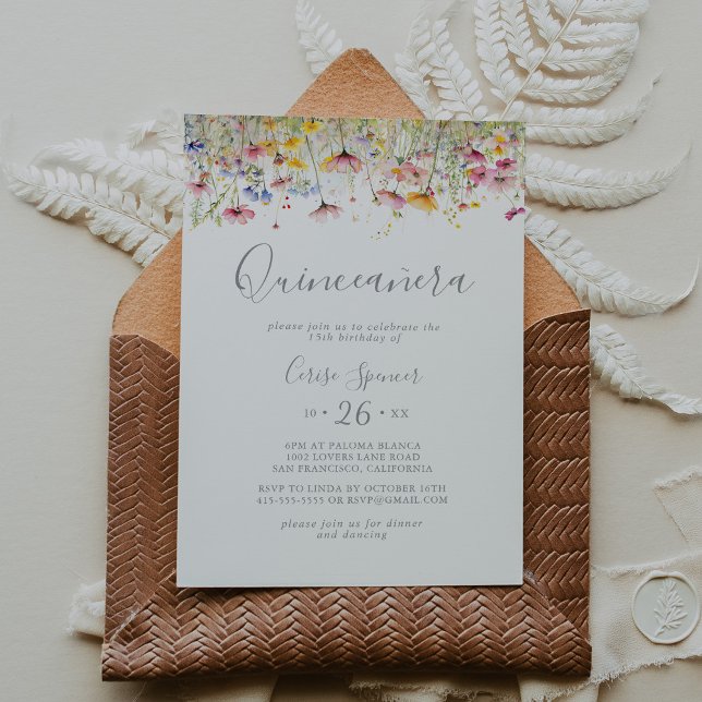 Meadow Colourful Wildflower Quinceañera Invitation (Creator Uploaded)