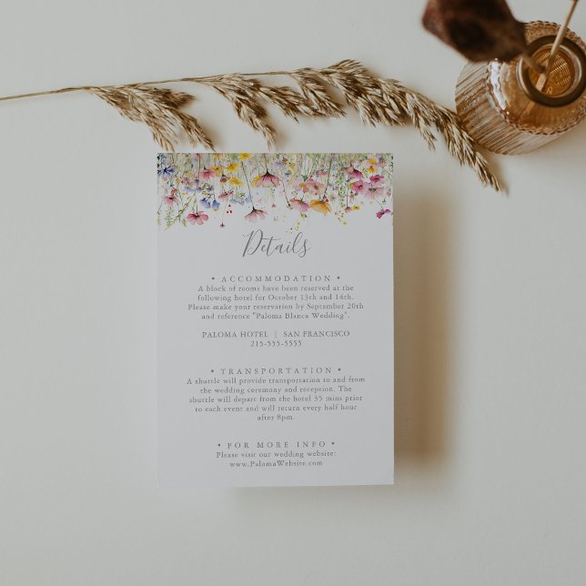 Meadow Colourful Wildflower Wedding Details Enclosure Card (Creator Uploaded)