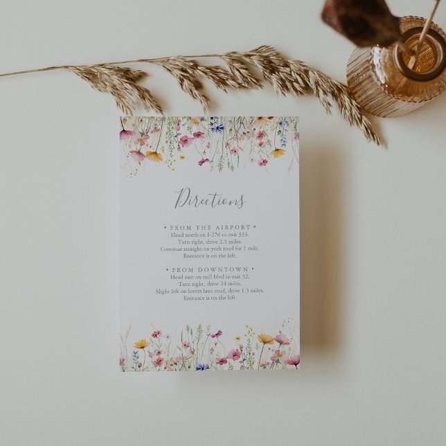 Meadow Colourful Wildflower Wedding Directions Enclosure Card (Creator Uploaded)