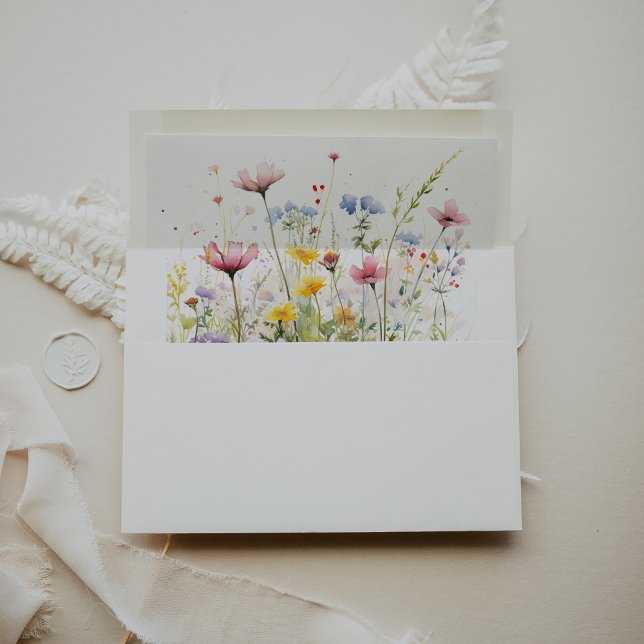 Meadow Colourful Wildflower Wedding Invitation  Envelope (Creator Uploaded)