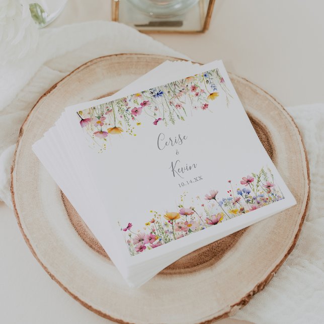 Meadow Colourful Wildflower Wedding Napkin (Creator Uploaded)