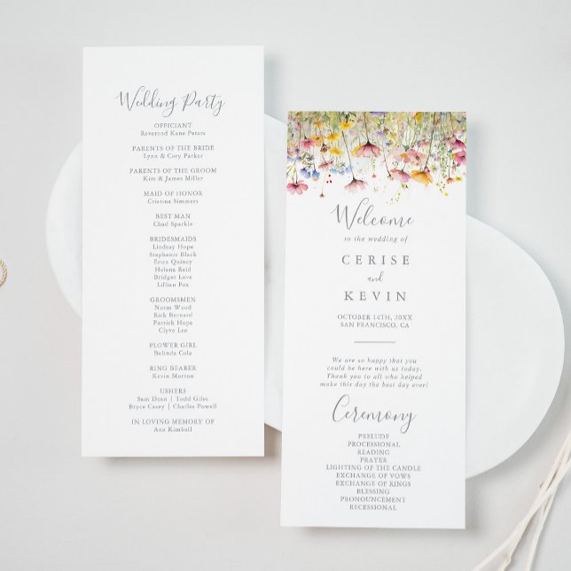 Meadow Colourful Wildflower Wedding Program (Creator Uploaded)