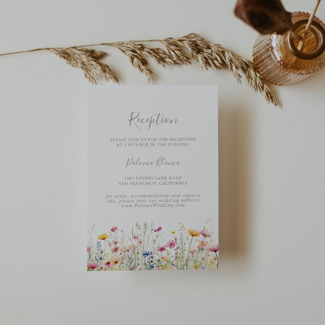 Meadow Colourful Wildflower Wedding Reception Enclosure Card (Creator Uploaded)