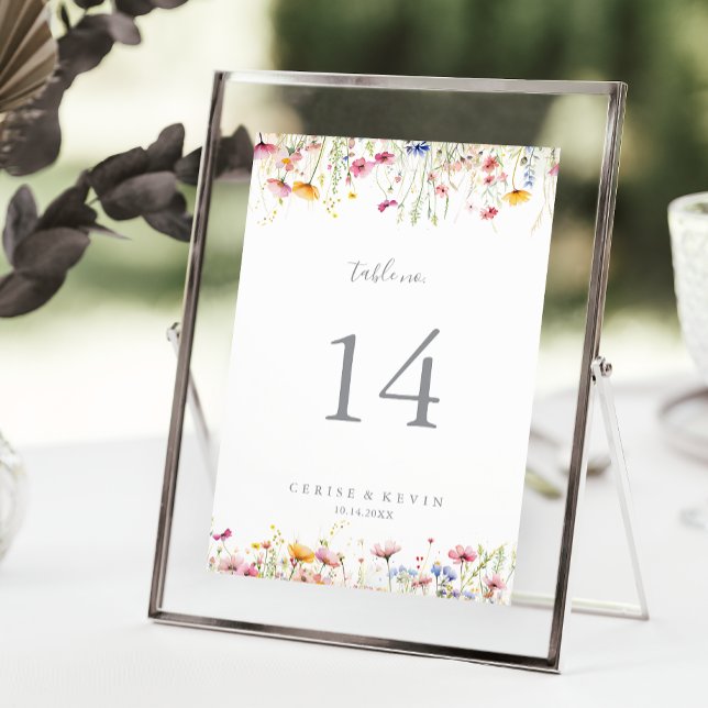 Meadow Colourful Wildflower Wedding Table Number (Creator Uploaded)
