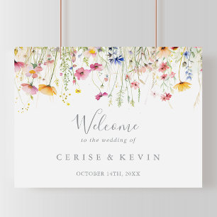 Meadow Colourful Wildflower Wedding Welcome Sign