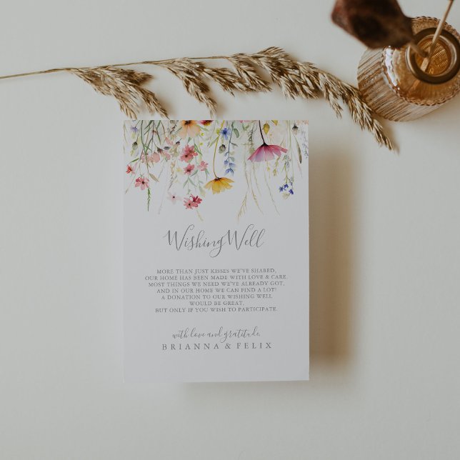 Meadow Colourful Wildflower Wedding Wishing Well Enclosure Card (Creator Uploaded)