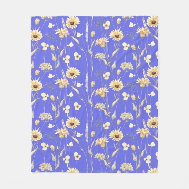 Meadow cottage country print blue  fleece blanket (Front)