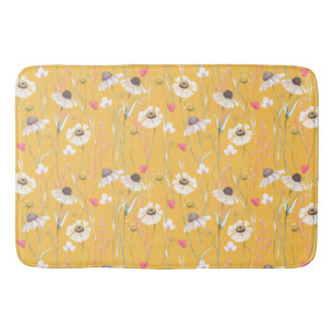 Meadow cottage country print yellow bath mat