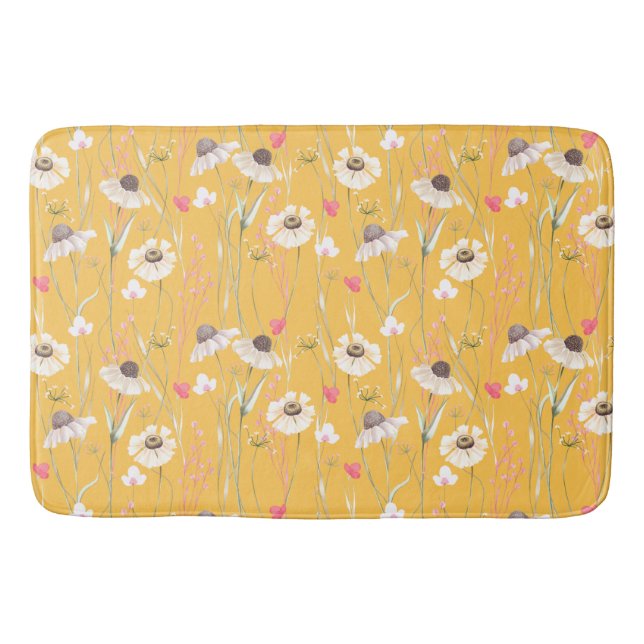 Meadow cottage country print yellow  bath mat (Front)