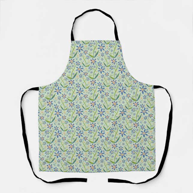 Meadow | Dancing Watercolor Daisies Apron (Front)