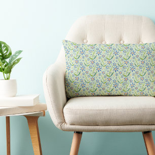 Meadow   Dancing Watercolor Daisies Lumbar Cushion