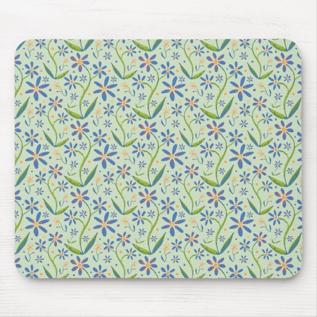 Meadow | Dancing Watercolor Daisies Mouse Pad (Front)