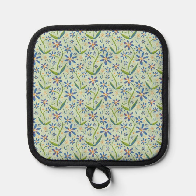 Meadow | Dancing Watercolor Daisies Pot Holder (Front)