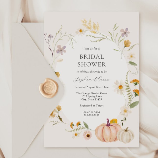 Meadow Field Pumpkins Bridal Shower Invitation (Creator Uploaded)