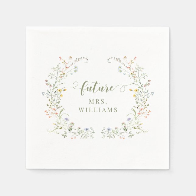 Meadow Field Wildflower Future Mrs Bridal Shower Napkin (Front)