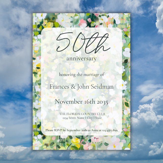Meadow Floral 50th Wedding Anniversary Invitation (Creator Uploaded)