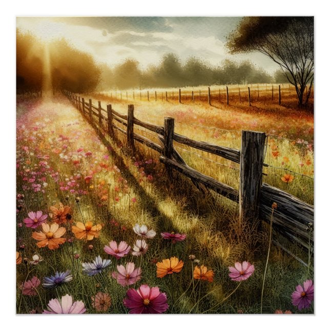 Meadow Floral Sunrise Poster (Front)