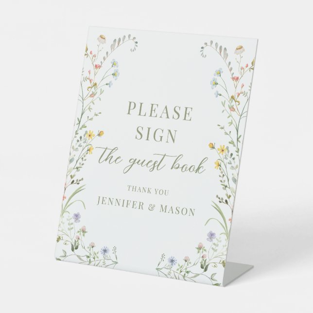 Meadow Flower Wildflower Guest Book Wedding Sign (Front)