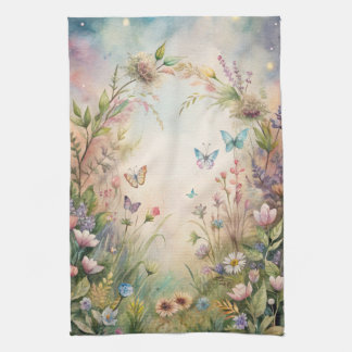 Meadow Flowers and Butterflies Tea Towel