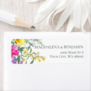 Meadow Flowers and Herbs Colourful Floral Wedding Return Address Label
