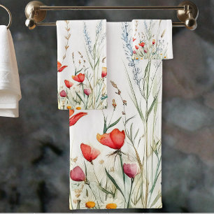 Meadow Flowers and Lavender Bath Towel Set