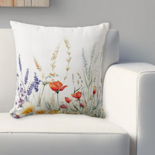 Meadow Flowers and Lavender Cushion
