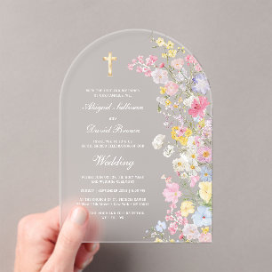 Meadow Flowers Arch Wedding Acrylic Invitations