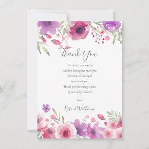 Meadow Flowers Baby Girl Shower Thank You Poem Card
