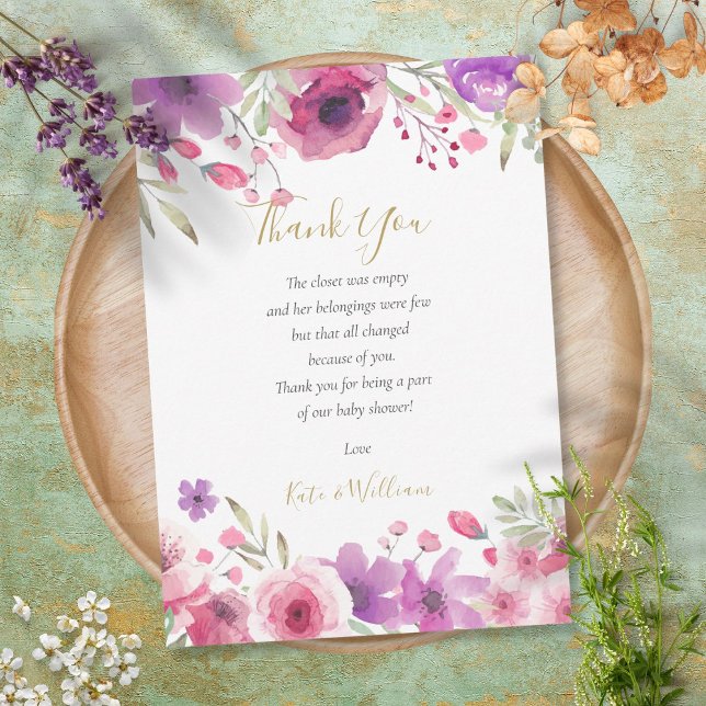 Meadow Flowers Baby Girl Shower Thank You Poem Card (Creator Uploaded)