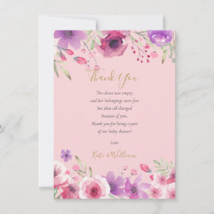 Meadow Flowers Baby Girl Shower Thank You Poem Card