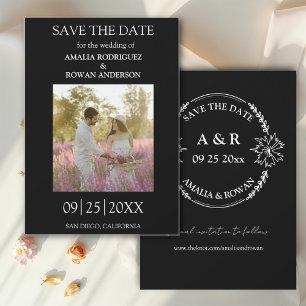 Meadow Flowers Black and Whit Photo Save the Date