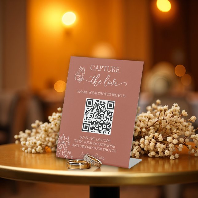 Meadow Flowers Capture the Love Wedding  Pedestal Sign (Creator Uploaded)