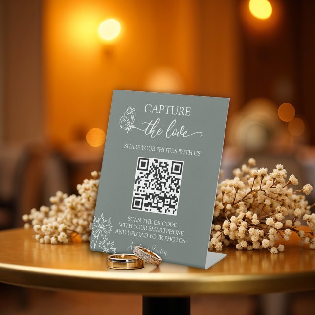 Meadow Flowers Capture the Love Wedding  Pedestal Sign (Creator Uploaded)