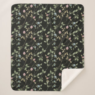 Meadow flowers clover prints country house  sherpa blanket