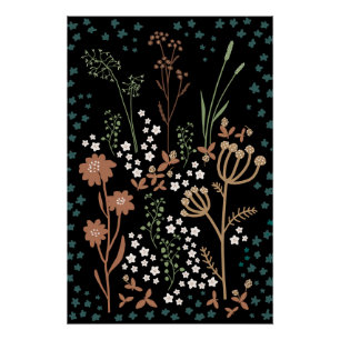 Meadow Flowers Dark Background Poster