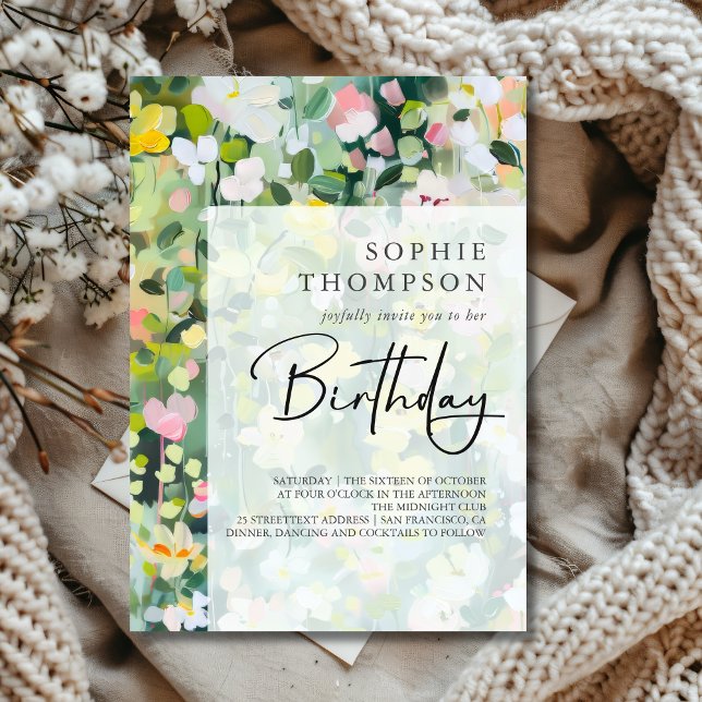 Meadow flowers elegant birthday invitation (Creator Uploaded)