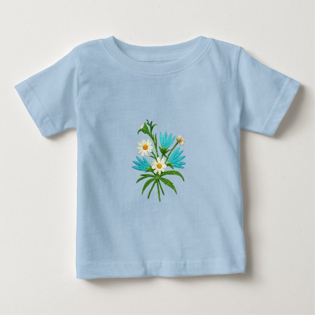 Meadow Flowers Embroidery – Botanical Fantasy Cozy Baby T-Shirt (Front)