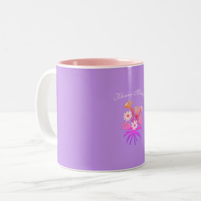 Meadow Flowers Embroidery – Botanical Fantasy Cozy Two-Tone Coffee Mug (Front Left)