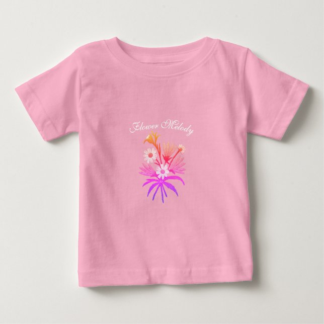 Meadow Flowers Embroidery – Botanical Fantasy Pink Baby T-Shirt (Front)