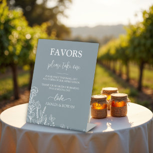 Meadow Flowers Favors Wedding Pedestal Sign