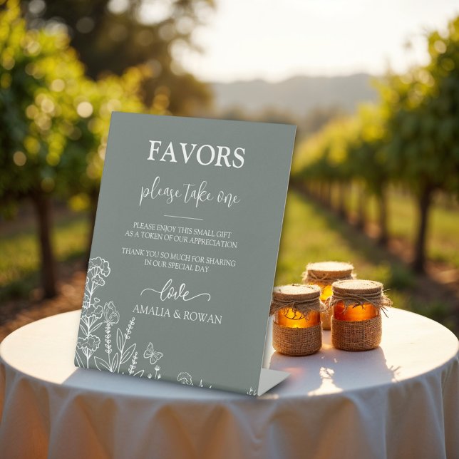 Meadow Flowers Favours Wedding Pedestal Sign (Creator Uploaded)