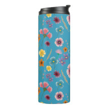 Meadow flowers in blue Thermal Tumbler