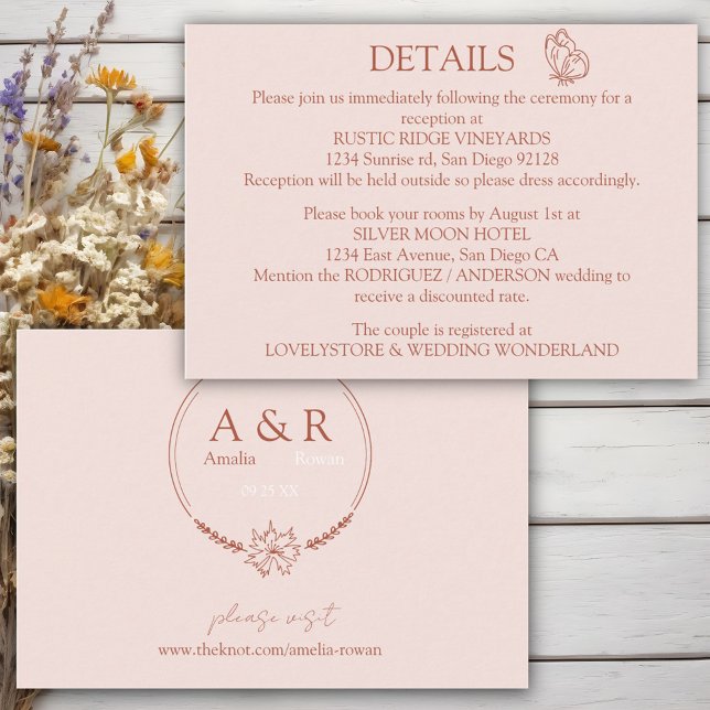 Meadow Flowers Misty Rose Wedding Details  Enclosure Card (Creator Uploaded)