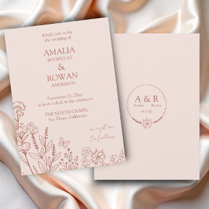 Meadow Flowers Misty Rose Wedding Invitation