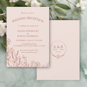 Meadow Flowers Misty Rose Wedding Reception Invitation