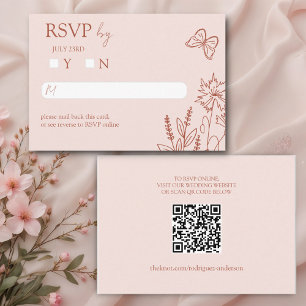 Meadow Flowers Misty Rose Wedding RSVP Enclosure Card