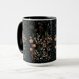Meadow Flowers Naive Art Dark Background Mug