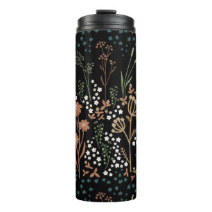 Meadow Flowers Naive Art Dark Background Thermal Tumbler