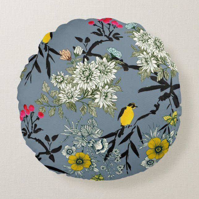 Meadow Flowers Rowan Seamless Background Round Cushion (Front)