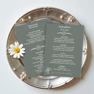Meadow Flowers Sirocco Green Wedding Menu